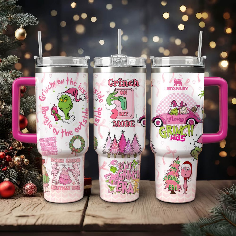 The Grinch Movies Christmas Custom Stanley Quencher 40Oz Stainless Steel Tumbler With Handle