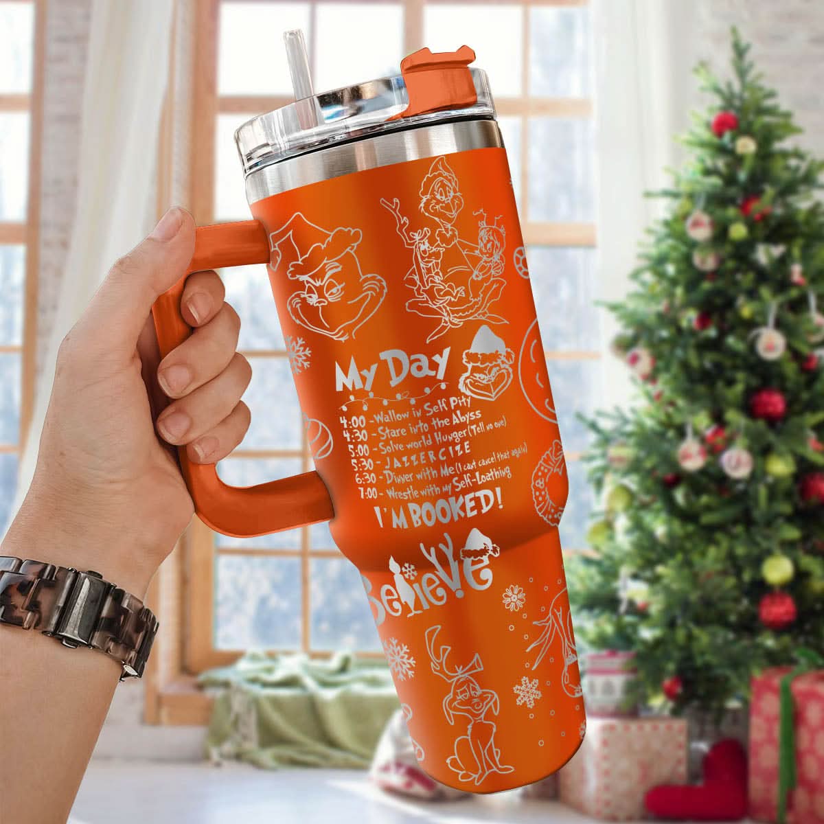 The Grinch Movies Christmas Custom Stanley Quencher 40Oz Stainless Steel Tumbler With Handle