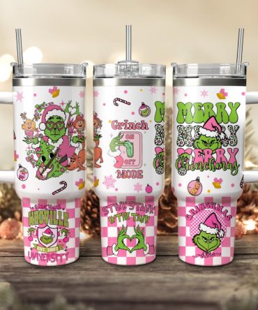 The Grinch Movies Christmas Custom Stanley Quencher 40Oz Stainless Steel Tumbler With Handle