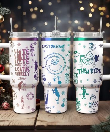 The Grinch Movies Christmas Custom Stanley Quencher 40Oz Stainless Steel Tumbler With Handle