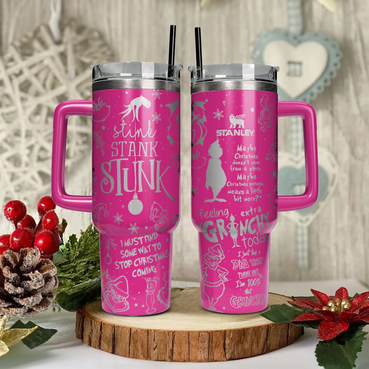 The Grinch Movies Christmas Custom Stanley Quencher 40Oz Stainless Steel Tumbler With Handle