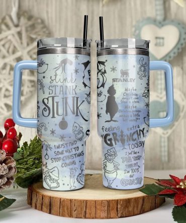 The Grinch Movies Christmas Custom Stanley Quencher 40Oz Stainless Steel Tumbler With Handle