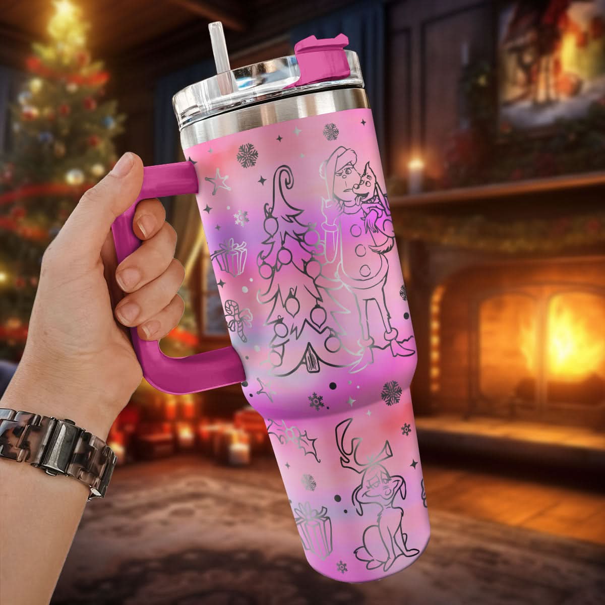 The Grinch Movies Christmas Custom Stanley Quencher 40Oz Stainless Steel Tumbler With Handle