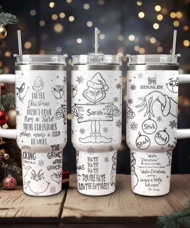 The Grinch Movies Christmas Custom Stanley Quencher 40Oz Stainless Steel Tumbler With Handle