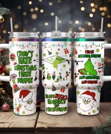 The Grinch Movies Christmas Custom Stanley Quencher 40Oz Stainless Steel Tumbler With Handle