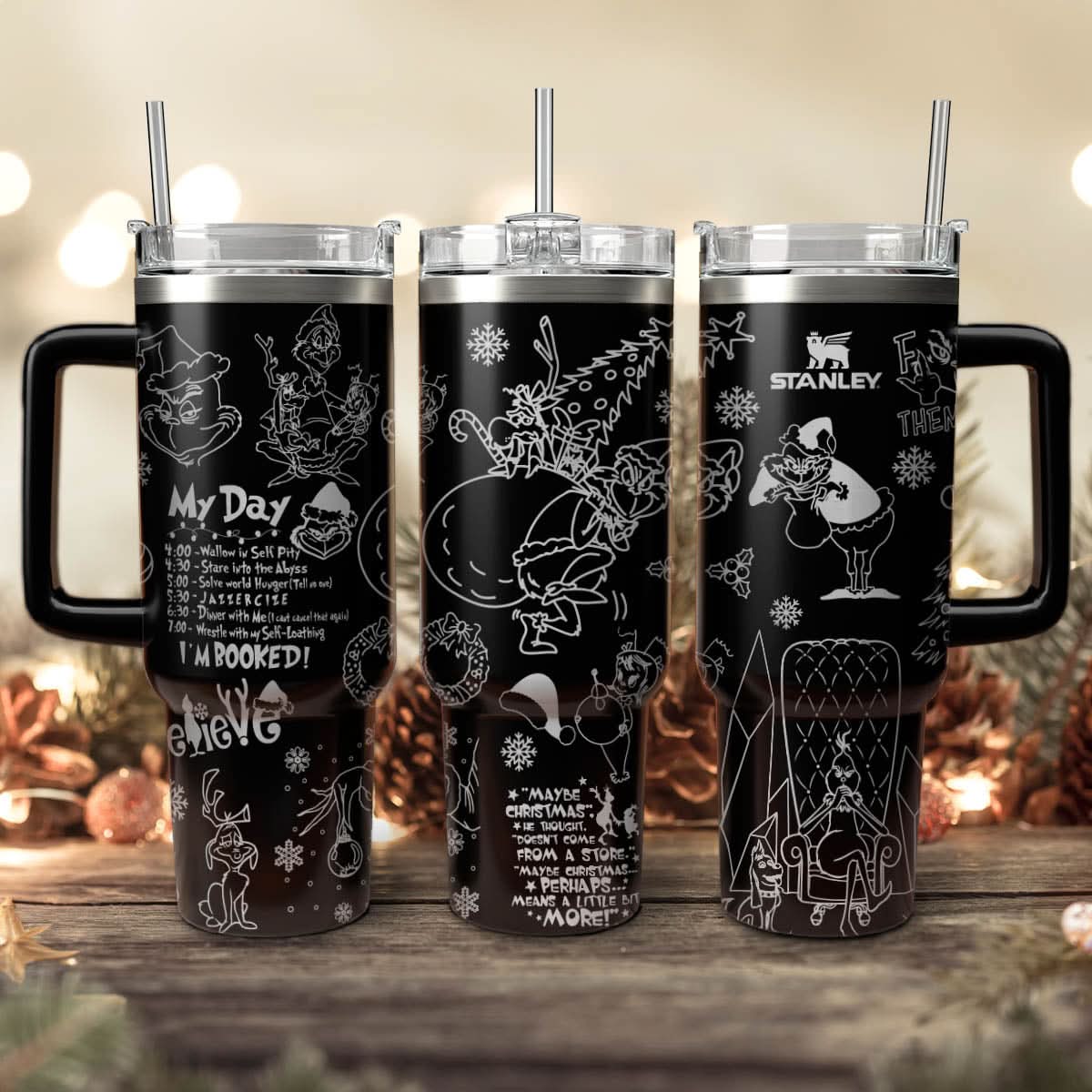 The Grinch Movies Christmas Custom Stanley Quencher 40Oz Stainless Steel Tumbler With Handle