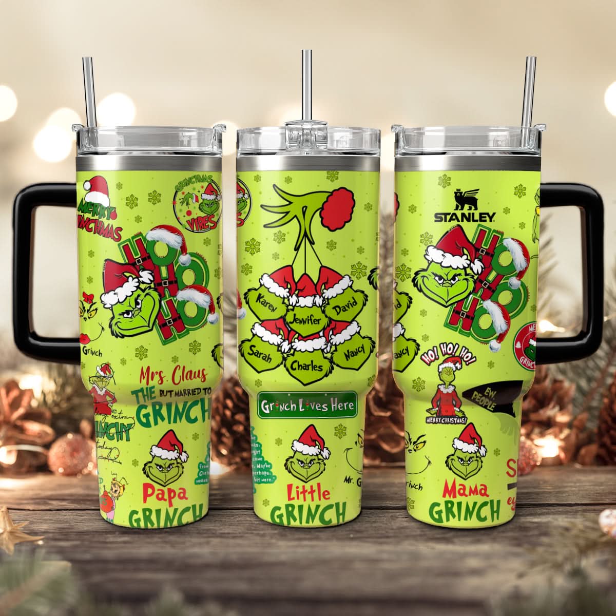 The Grinch Movies Christmas Custom Stanley Quencher 40Oz Stainless Steel Tumbler With Handle