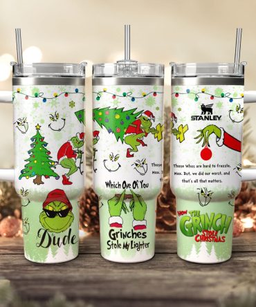 The Grinch Movies Christmas Custom Stanley Quencher 40Oz Stainless Steel Tumbler With Handle