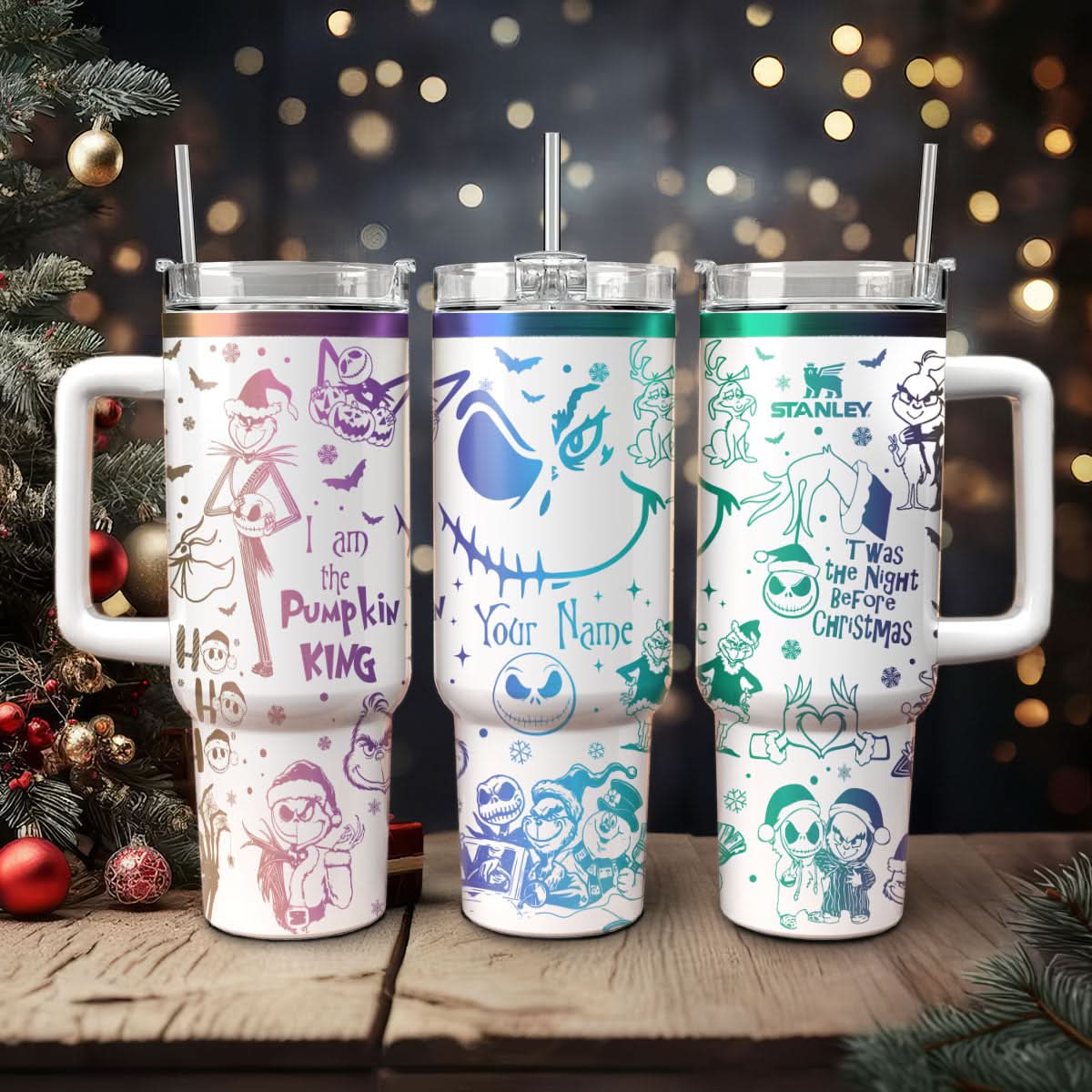 The Grinch Movies Christmas Custom Stanley Quencher 40Oz Stainless Steel Tumbler With Handle