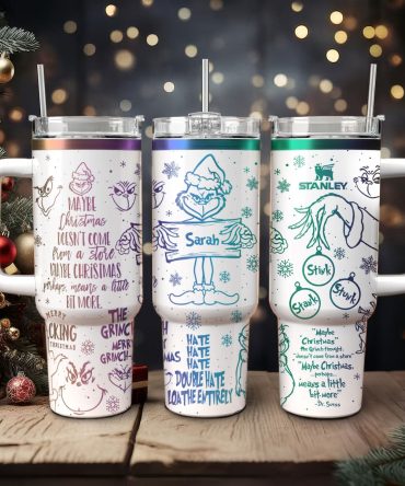 The Grinch Movies Christmas Custom Stanley Quencher 40Oz Stainless Steel Tumbler With Handle