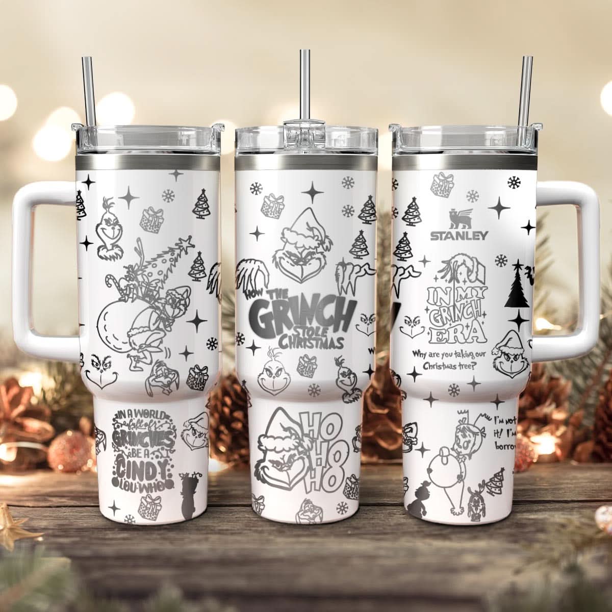 The Grinch Movies Christmas Custom Stanley Quencher 40Oz Stainless Steel Tumbler With Handle
