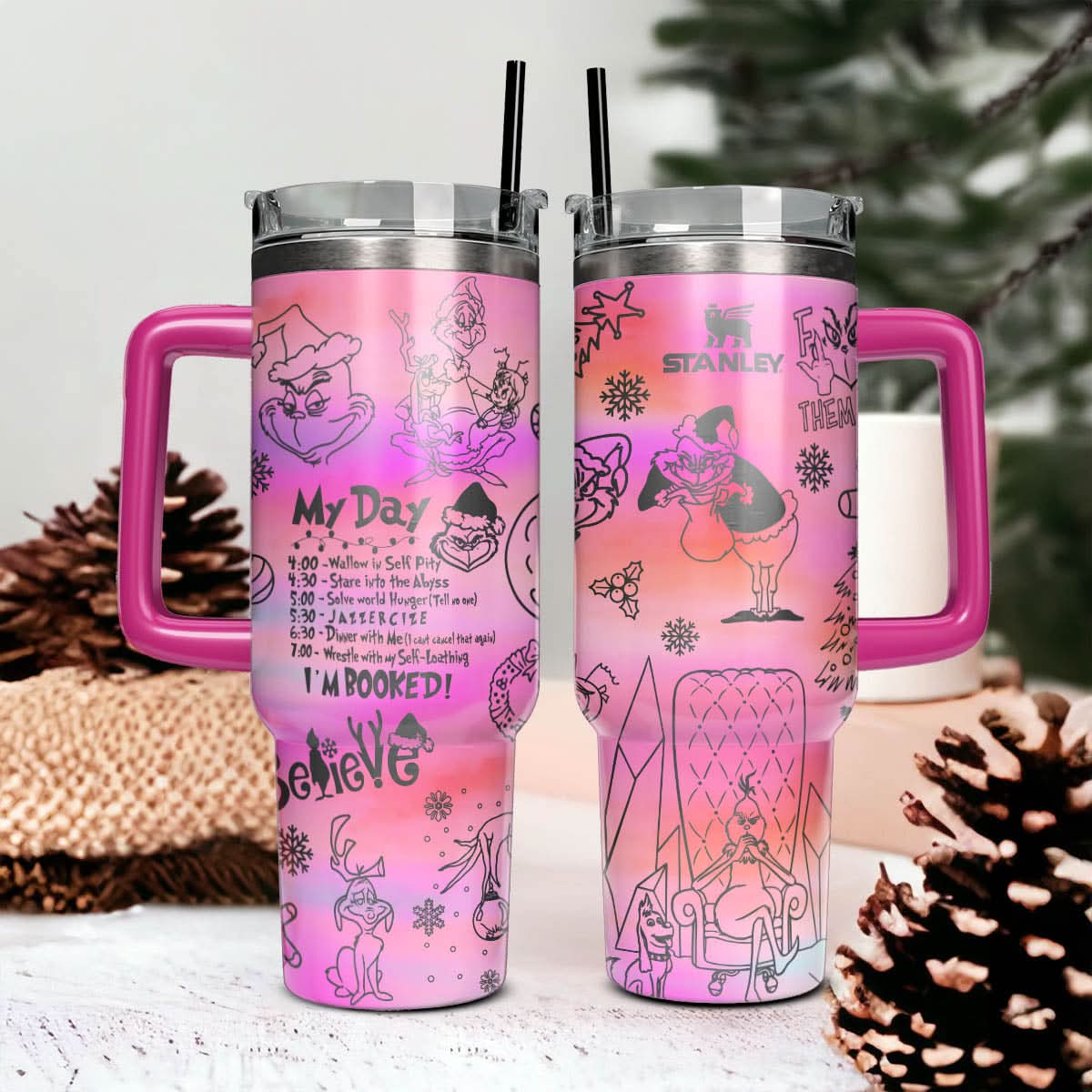 The Grinch Movies Christmas Custom Stanley Quencher 40Oz Stainless Steel Tumbler With Handle