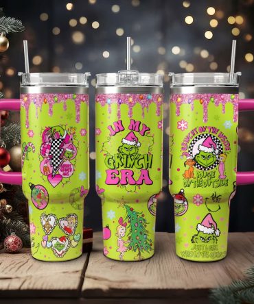 The Grinch Movies Christmas Custom Stanley Quencher 40Oz Stainless Steel Tumbler With Handle