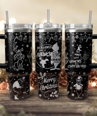 The Grinch Movies Christmas Custom Stanley Quencher 40Oz Stainless Steel Tumbler With Handle