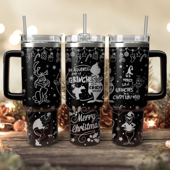 The Grinch Movies Christmas Custom Stanley Quencher 40Oz Stainless Steel Tumbler With Handle
