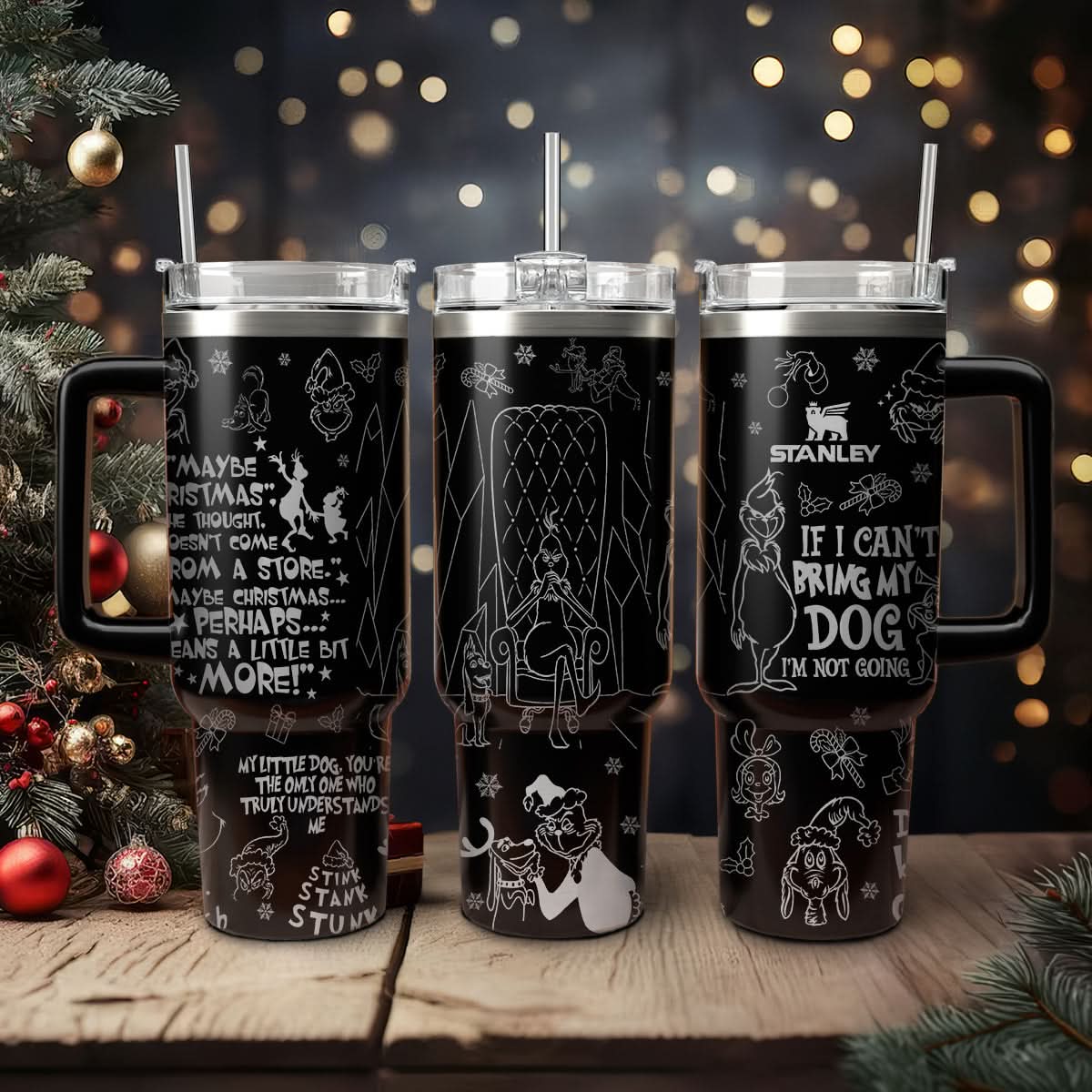 The Grinch Movies Christmas Custom Stanley Quencher 40Oz Stainless Steel Tumbler With Handle