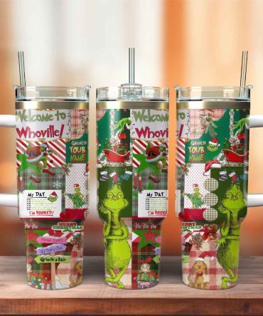 The Grinch Movies Christmas Custom Stanley Quencher 40Oz Stainless Steel Tumbler With Handle