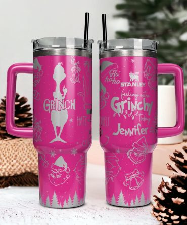 The Grinch Movies Christmas Custom Stanley Quencher 40Oz Stainless Steel Tumbler With Handle