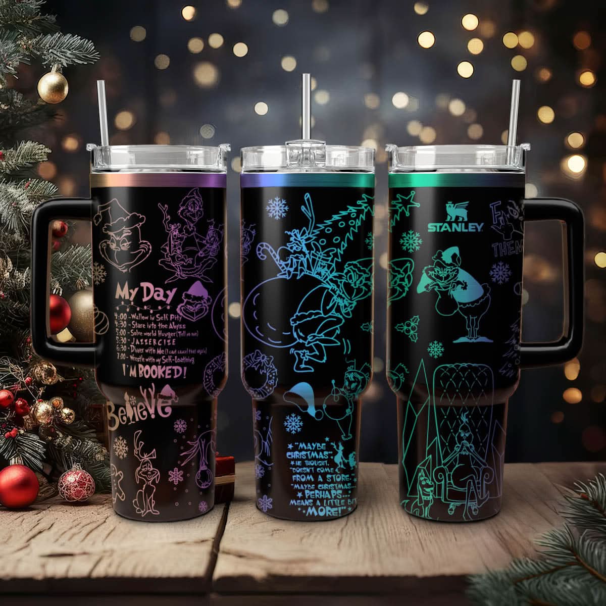 The Grinch Movies Christmas Custom Stanley Quencher 40Oz Stainless Steel Tumbler With Handle