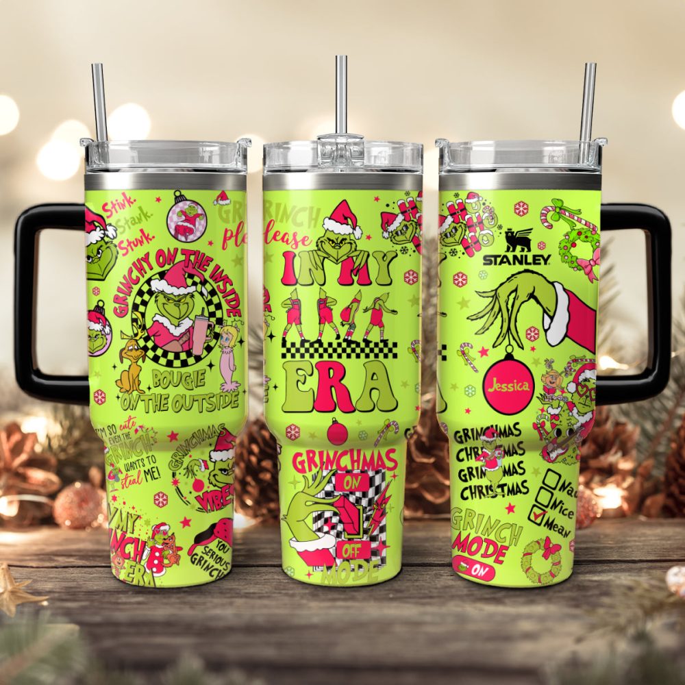 The Grinch Movies Christmas Custom Stanley Quencher 40Oz Stainless Steel Tumbler With Handle