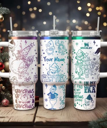 The Grinch Movies Christmas Custom Stanley Quencher 40Oz Stainless Steel Tumbler With Handle