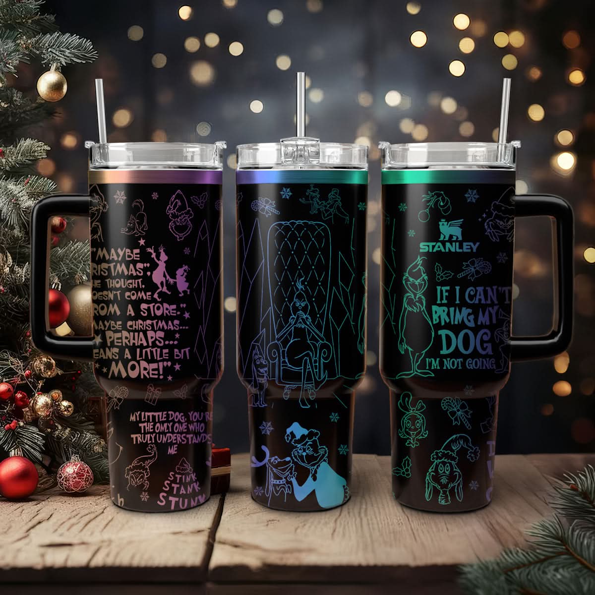 The Grinch Movies Christmas Custom Stanley Quencher 40Oz Stainless Steel Tumbler With Handle