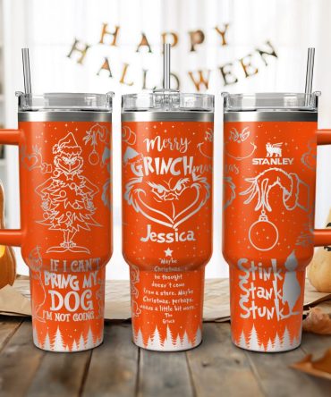 The Grinch Movies Christmas Custom Stanley Quencher 40Oz Stainless Steel Tumbler With Handle