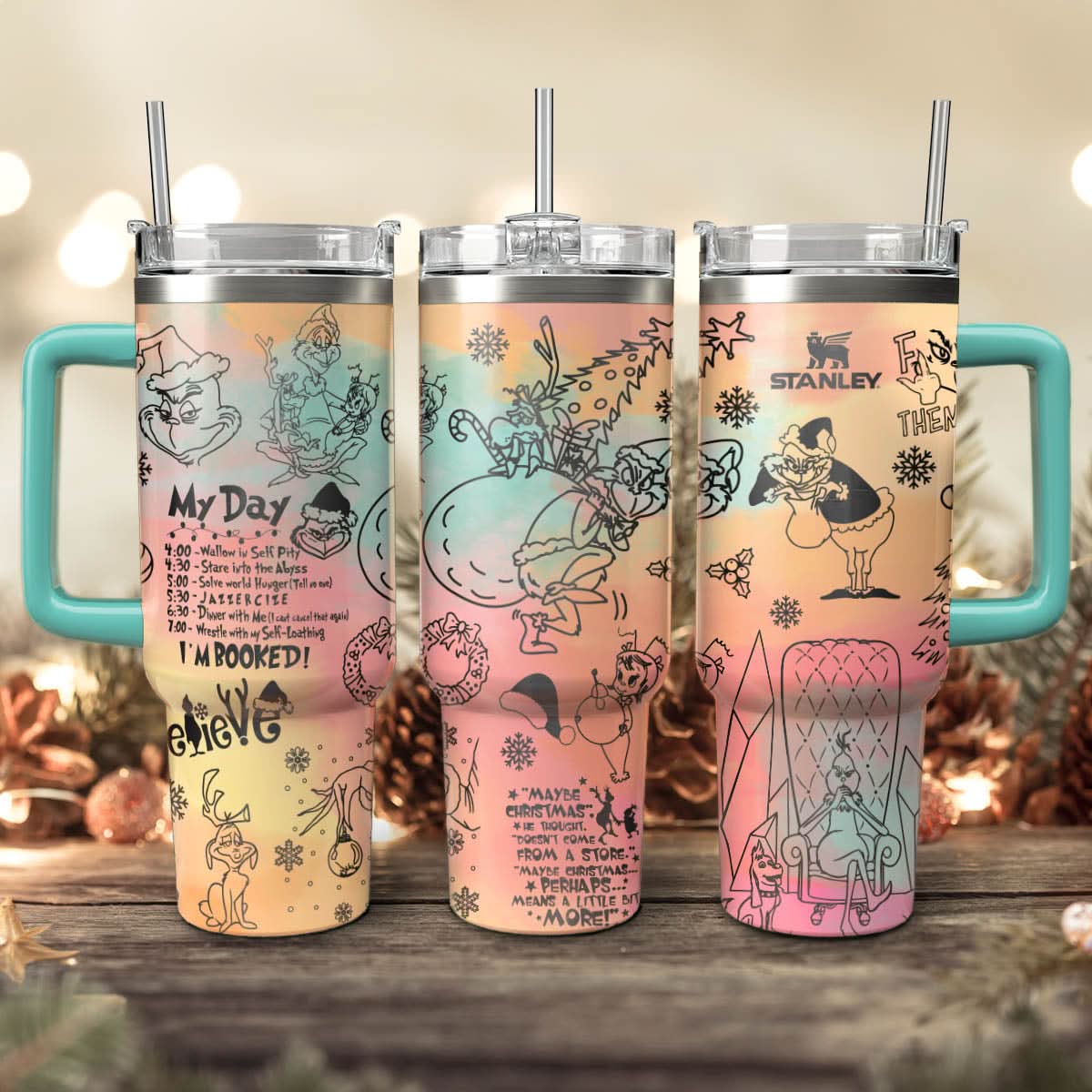 The Grinch Movies Christmas Custom Stanley Quencher 40Oz Stainless Steel Tumbler With Handle