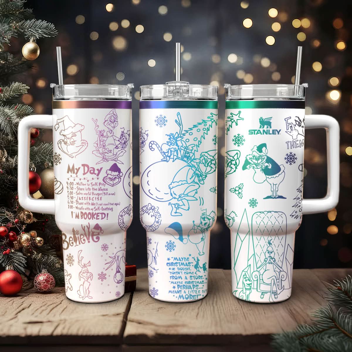 The Grinch Movies Christmas Custom Stanley Quencher 40Oz Stainless Steel Tumbler With Handle