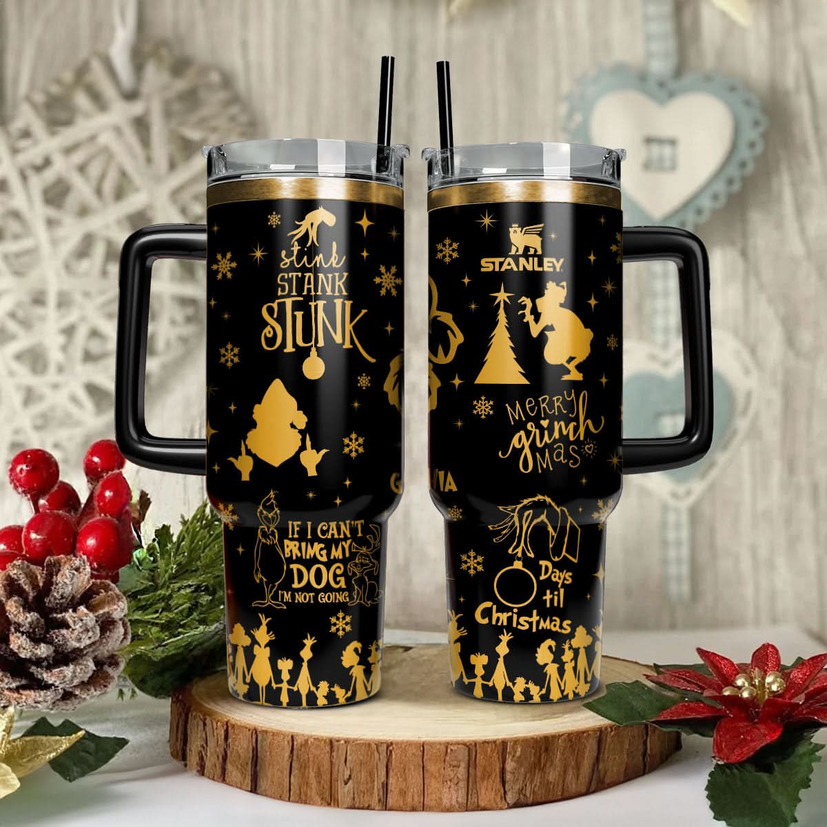 The Grinch Movies Christmas Custom Stanley Quencher 40Oz Stainless Steel Tumbler With Handle