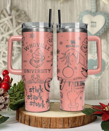 The Grinch Movies Christmas Custom Stanley Quencher 40Oz Stainless Steel Tumbler With Handle