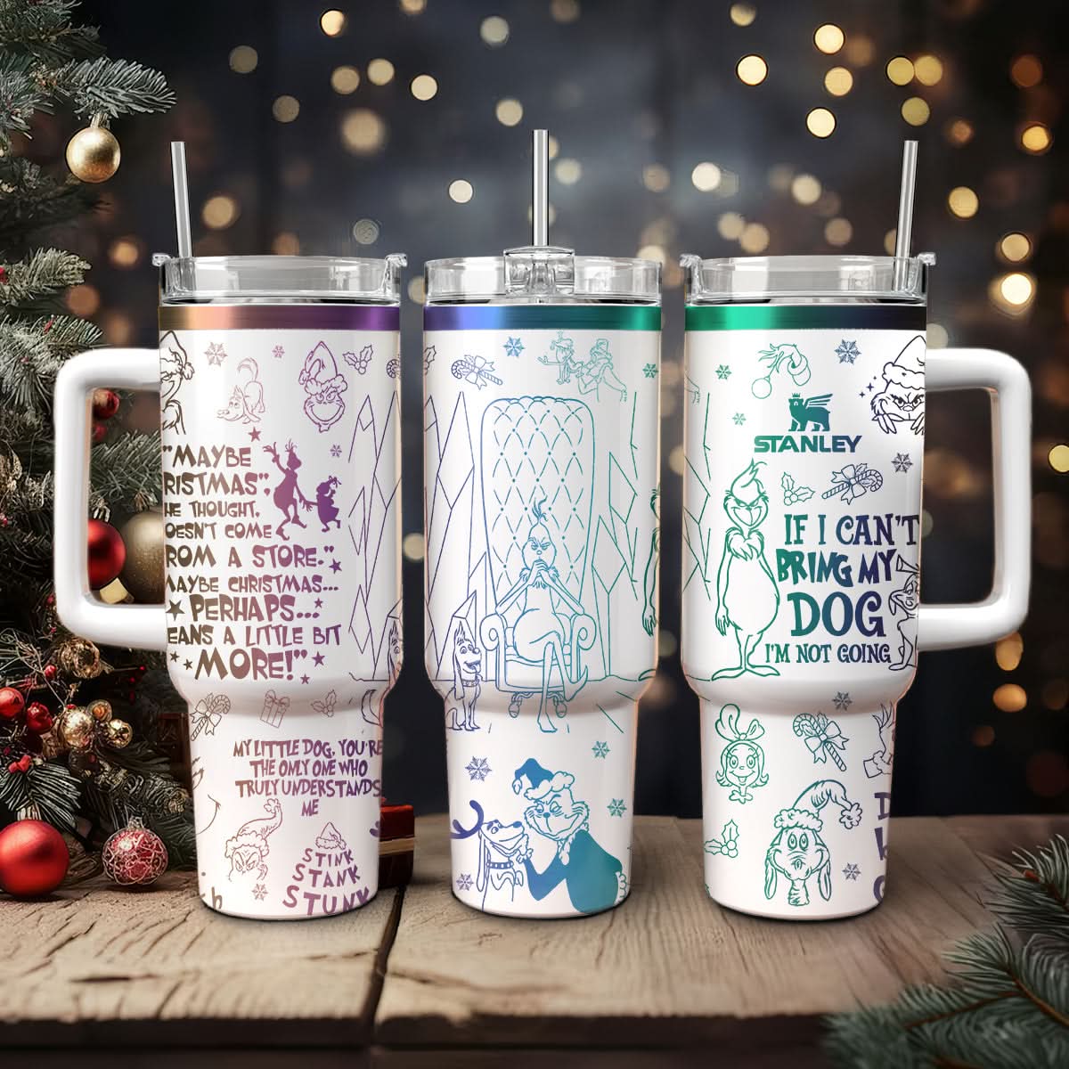 The Grinch Movies Christmas Custom Stanley Quencher 40Oz Stainless Steel Tumbler With Handle
