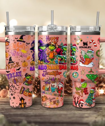 The Grinch Movies Christmas With Halloween Custom Stanley Quencher 40Oz Stainless Steel Tumbler With Handle