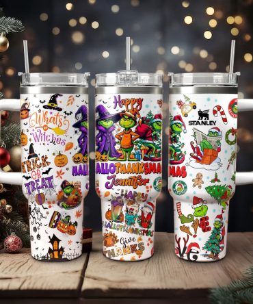The Grinch Movies Christmas With Halloween Custom Stanley Quencher 40Oz Stainless Steel Tumbler With Handle