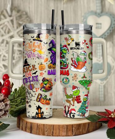 The Grinch Movies Christmas With Halloween Custom Stanley Quencher 40Oz Stainless Steel Tumbler With Handle