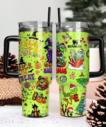 The Grinch Movies Christmas With Halloween Custom Stanley Quencher 40Oz Stainless Steel Tumbler With Handle