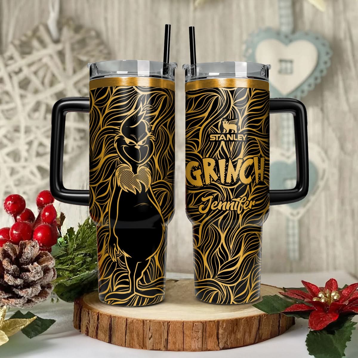 The Grinch Movies Custom Stanley Quencher 40Oz Stainless Steel Tumbler With Handle
