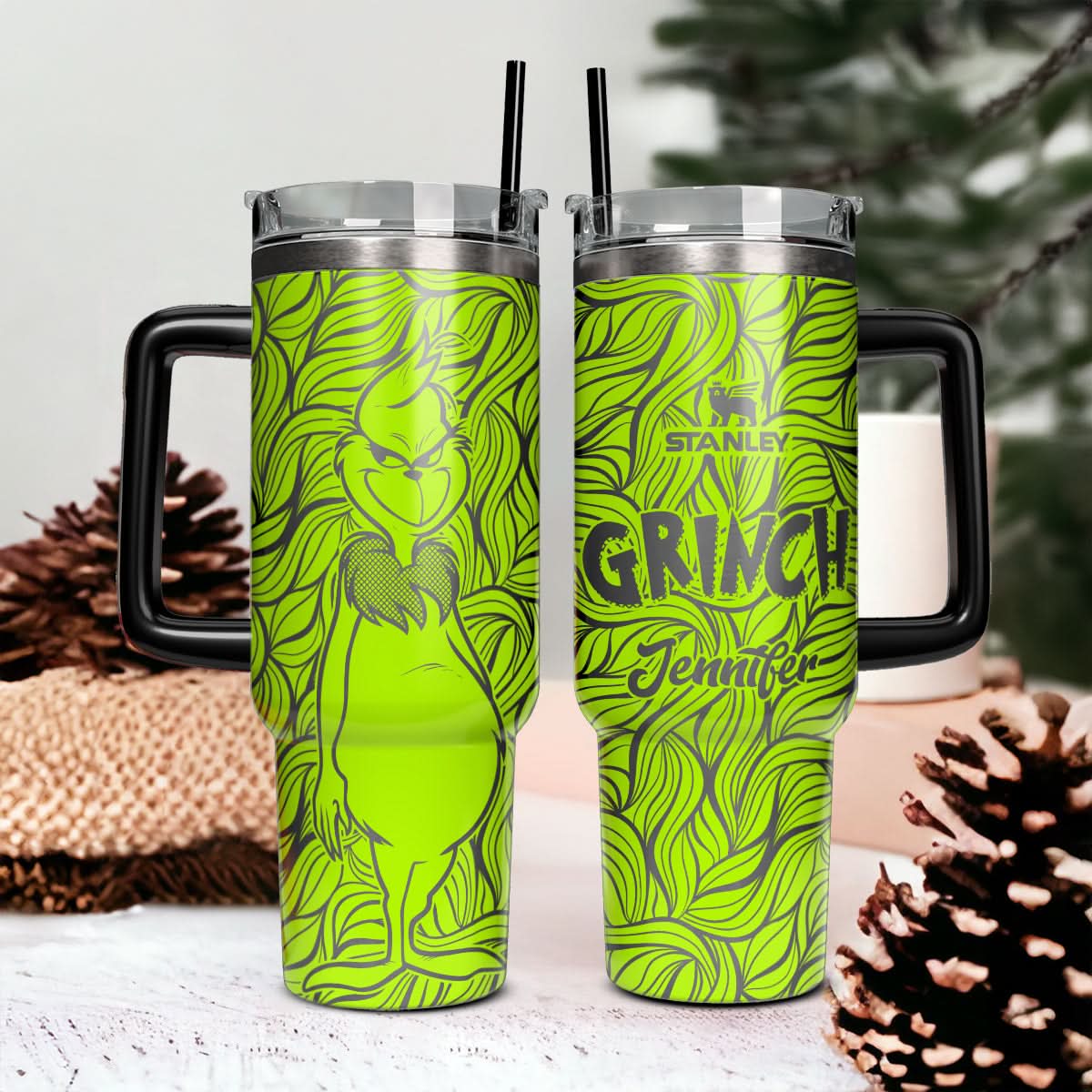 The Grinch Movies Custom Stanley Quencher 40Oz Stainless Steel Tumbler With Handle