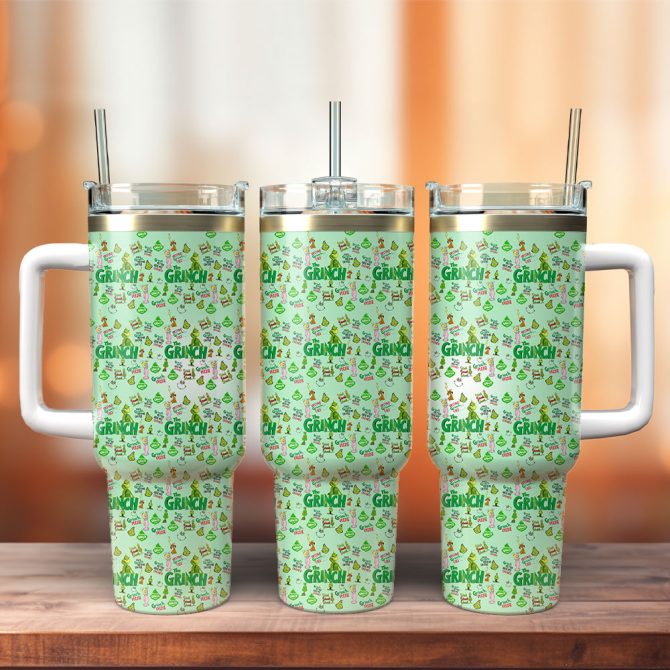 The Grinch Movies Custom Stanley Quencher 40Oz Stainless Steel Tumbler With Handle
