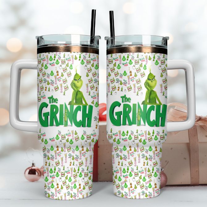 The Grinch Movies Custom Stanley Quencher 40Oz Stainless Steel Tumbler With Handle - Image 4