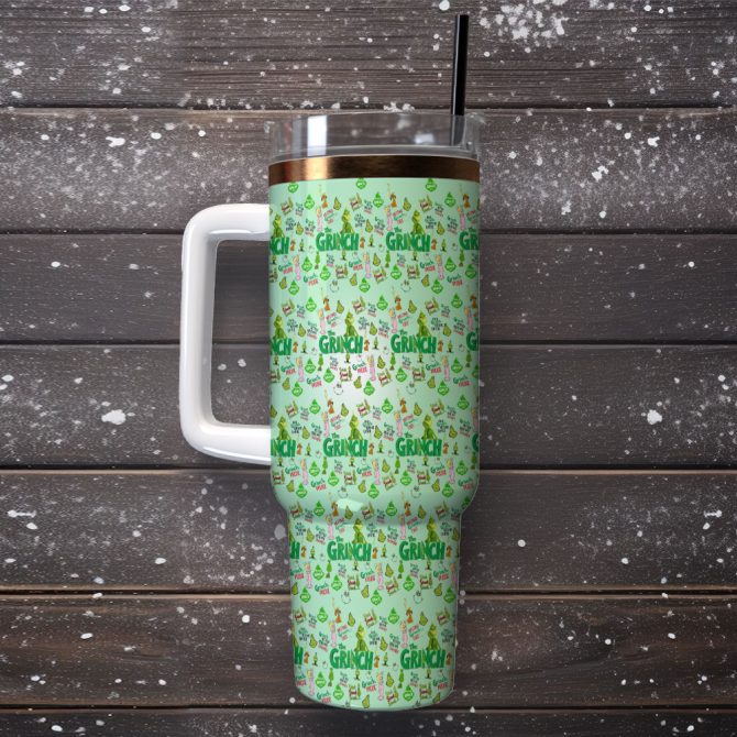 The Grinch Movies Custom Stanley Quencher 40Oz Stainless Steel Tumbler With Handle - Image 2