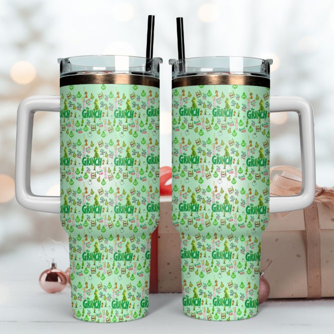 The Grinch Movies Custom Stanley Quencher 40Oz Stainless Steel Tumbler With Handle - Image 4