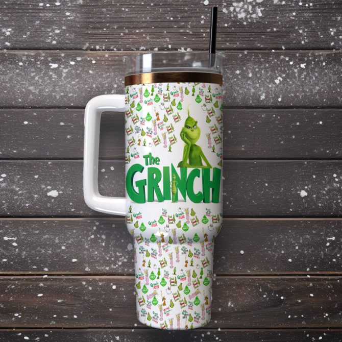 The Grinch Movies Custom Stanley Quencher 40Oz Stainless Steel Tumbler With Handle - Image 2