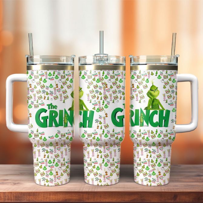 The Grinch Movies Custom Stanley Quencher 40Oz Stainless Steel Tumbler With Handle