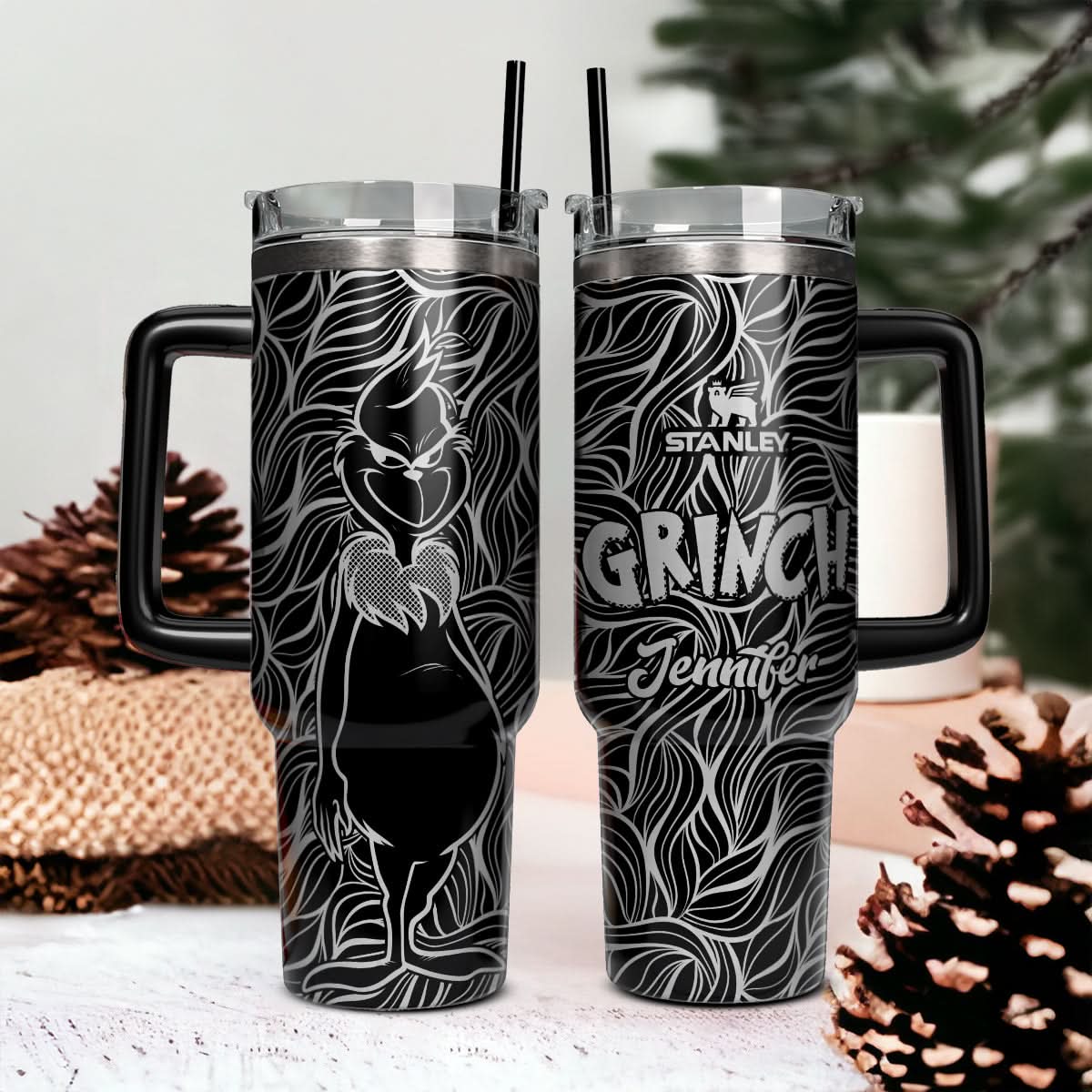 The Grinch Movies Custom Stanley Quencher 40Oz Stainless Steel Tumbler With Handle