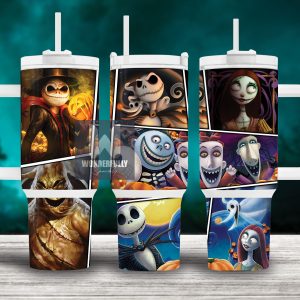 The Nightmare Before Christmas Cartoon Custom Stanley Quencher 40Oz Stainless Steel Tumbler With Handle