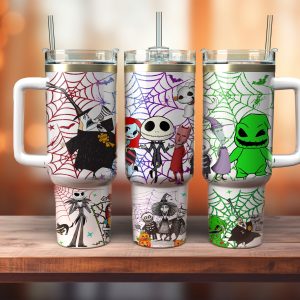 The Nightmare Before Christmas Cartoon Custom Stanley Quencher 40Oz Stainless Steel Tumbler With Handle