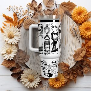 The Nightmare Before Christmas Cartoon Custom Stanley Quencher 40Oz Stainless Steel Tumbler With Handle