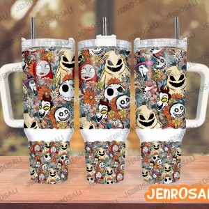 The Nightmare Before Christmas Cartoon Custom Stanley Quencher 40Oz Stainless Steel Tumbler With Handle