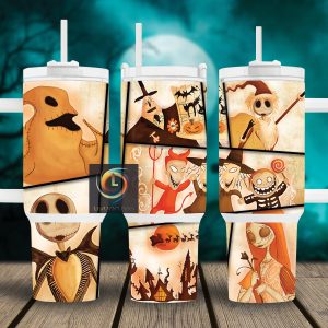 The Nightmare Before Christmas Cartoon Custom Stanley Quencher 40Oz Stainless Steel Tumbler With Handle